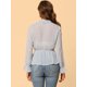 thumbnail image 5 of Allegra K Blusa Con Cuello De Pajarita Semitransparente Con Pu?os Con Volantes Y Lunares Para Mujer Azul claro S Unique Bargains Blusa, 5 of 6