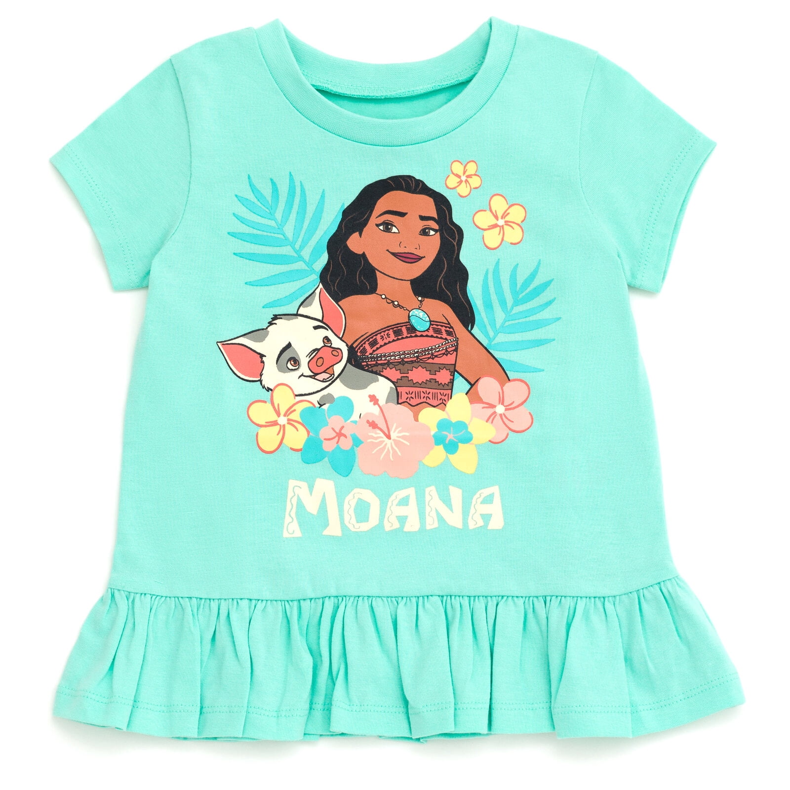 Disney Moana Toddler Girls' 2-Piece T-Shirt and Bike Shorts Set Moana Pua Mint