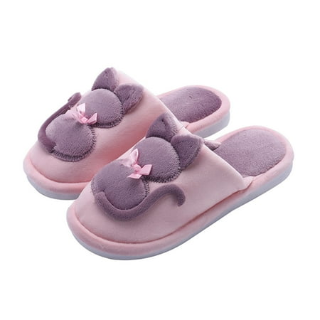 

Fjofpr Slippers for Women Women s Couples Cute Cartoon Cat Warm Non-slip Floor Home Slippers Indoor Shoes Hot