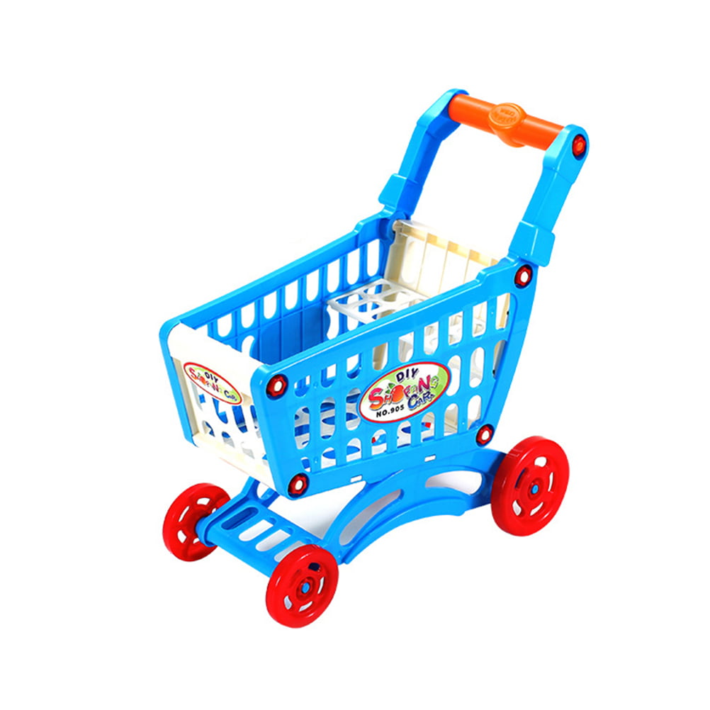 Plastic Simulation Shopping Trolley Cart Shop Basket Kid Pretend Play Toy 