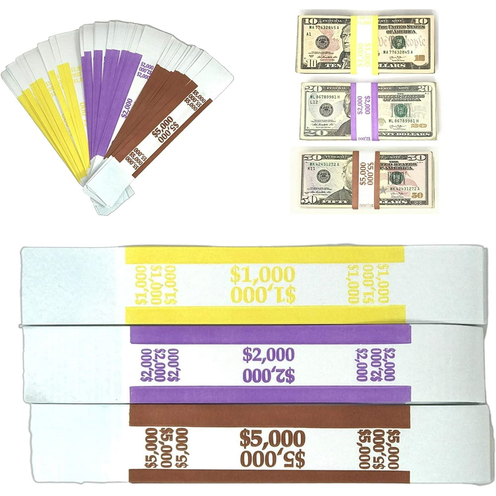 Money Bands Currency Sleeves Straps Made in USA (Pack of 330) Self