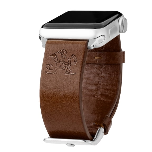 Notre Dame Premium Leather Unisex Watch Band for Apple Watch (42/44/45/49mm(46mm Series 10) Long Brown) by Affinity Bands