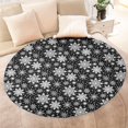 thumbnail image 4 of Black Christmas Snowflake Pattern Round Blanket,Comfortable Soft Flannel Throw Blanket,All Season,Warm Lightweight Blankets for Sofa Bed Couch Living Room Chair 47"x47", 4 of 5