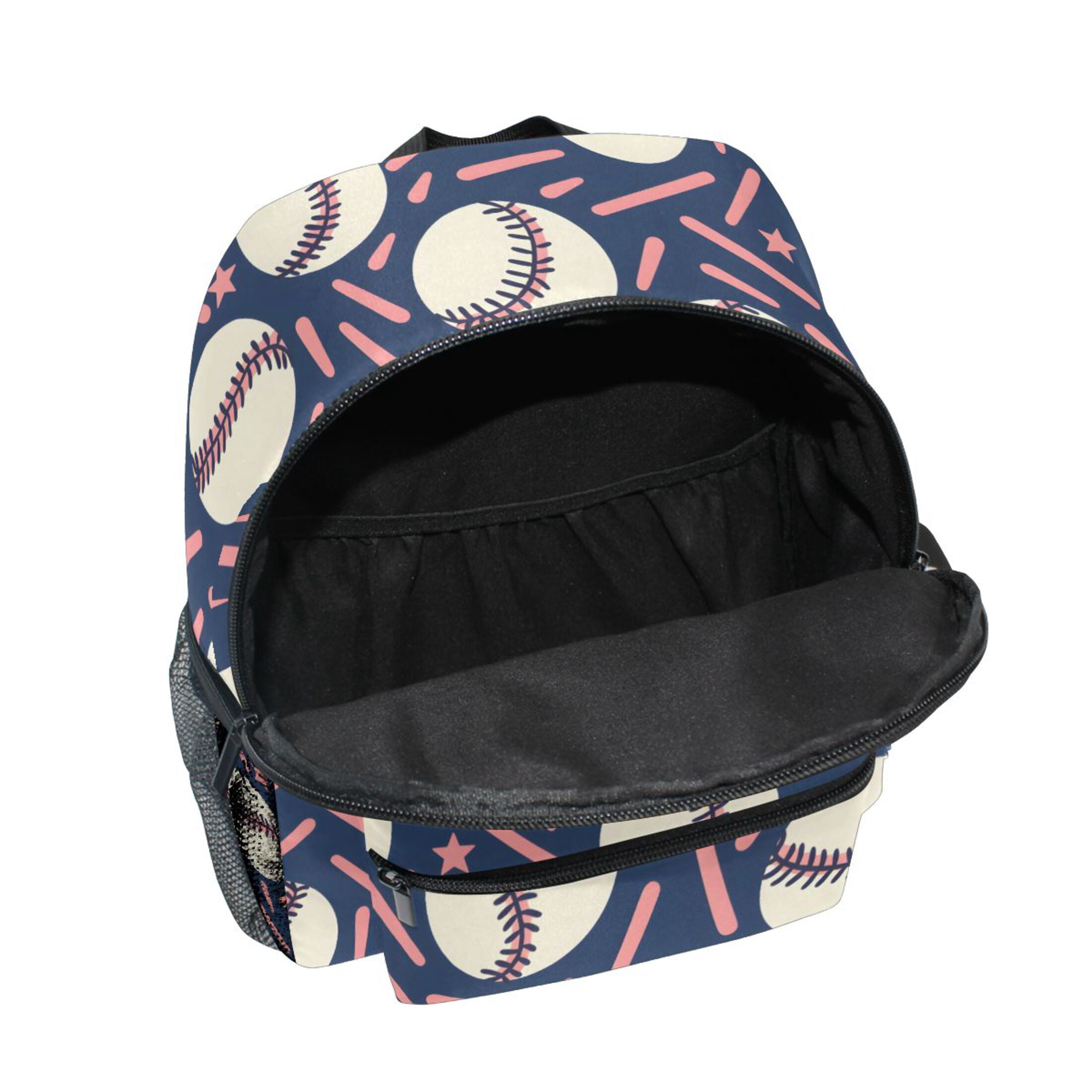 Navy Baseball Confetti Pattern Mini Backpack Cute Small Backpack with Chest Strap and Whistle Ages 3-8