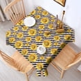 thumbnail image 2 of Black White Stripe Sunflower Pattern Square Tablecloth,Waterproof Square Table Cover,Wipeable Spillproof Washable Table Cover for Home Kitchen Party Decor 52"x52"(132x132cm), 2 of 6