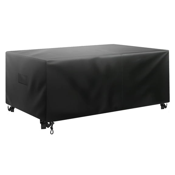 KFFKFF Durable Waterproof Outdoor Furniture Cover, 420D Heavy-Duty Protection for Patio Dining Sets, Large Rectangular Table Cover with Air Vent, All-Weather Design, 130L x 84W x 28H inch, Black