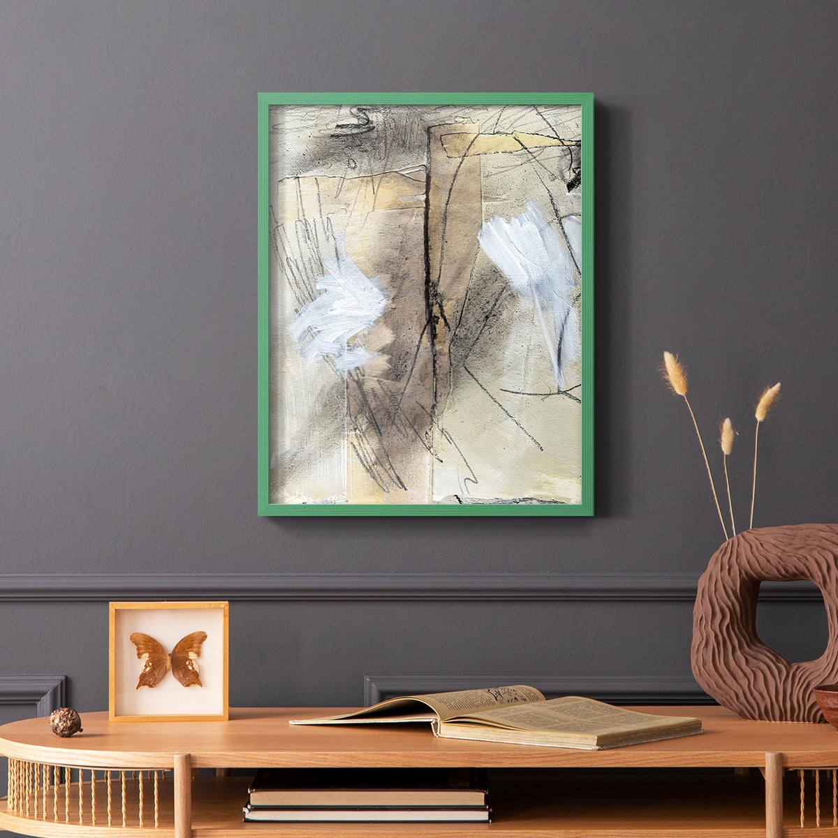 Masked Notes VIII Framed Print in Green Solid Wood Framed Print No Nail Hanging