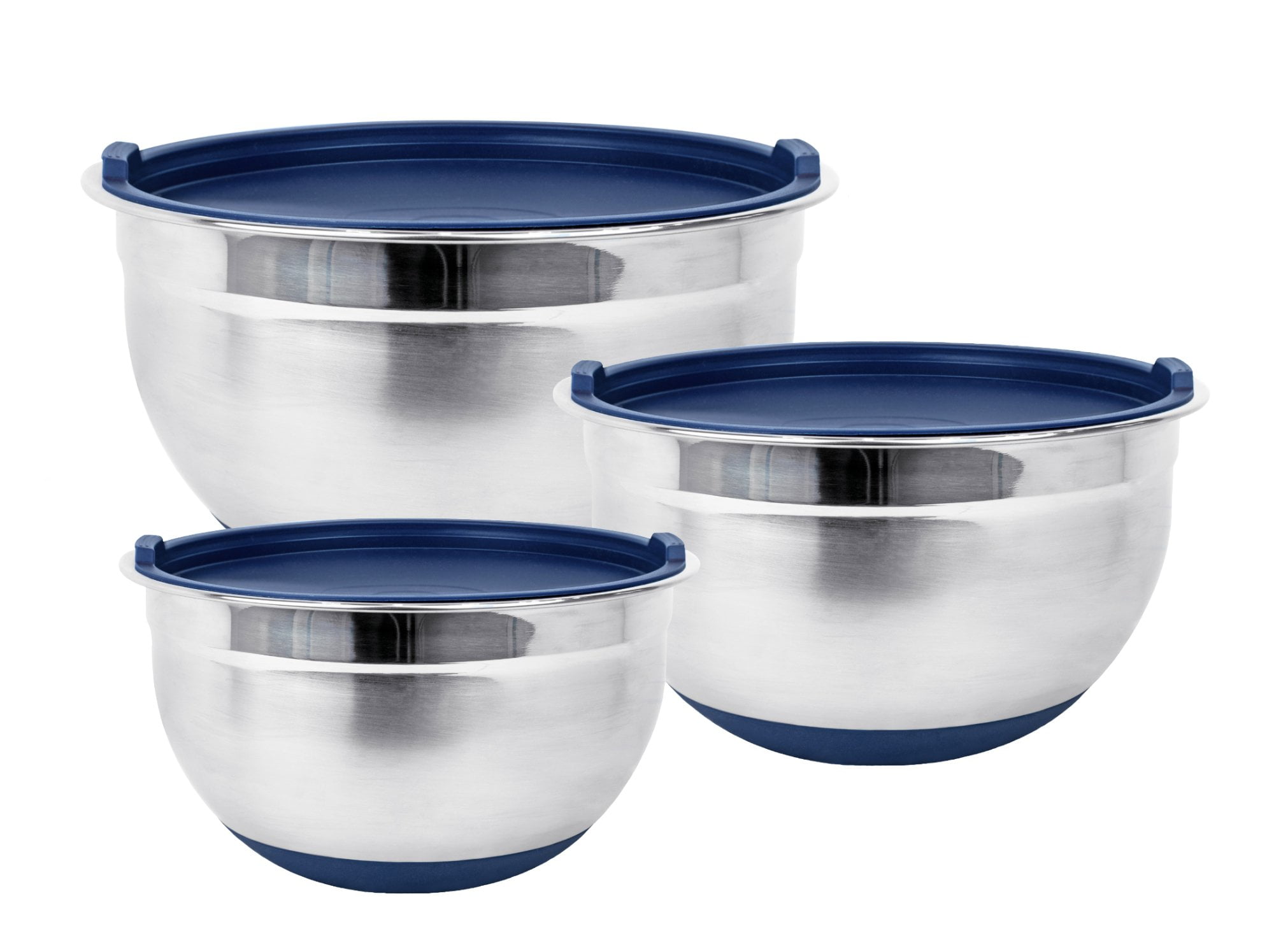 Fitzroy and Fox Stainless Steel Mixing Bowls with Lids and NonSlip Bottom, Set of 3