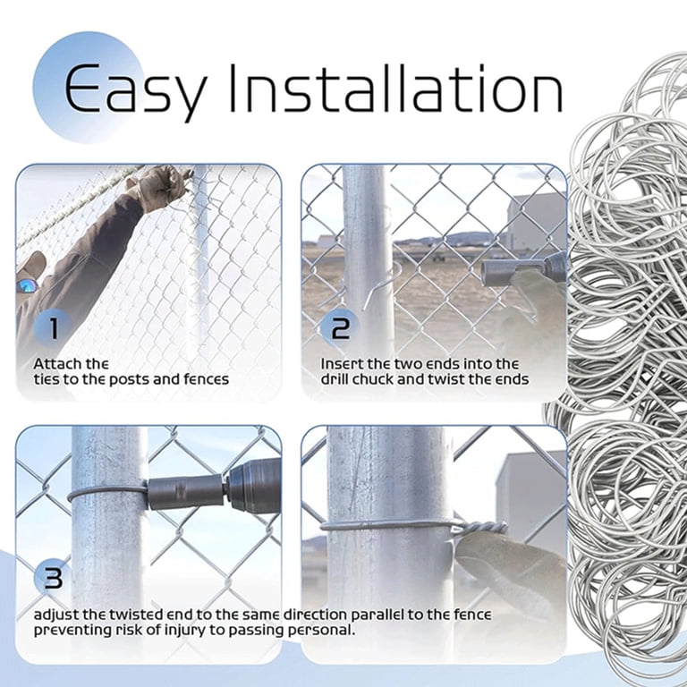 Fence Wire Ties Heavy Duty Aluminum Multipurpose Fix Tool | 100 Pieces Chain Link Fence Wire for Outdoor, Garden, Patio, Yard, Backyard, Playground, Residential, Commercial