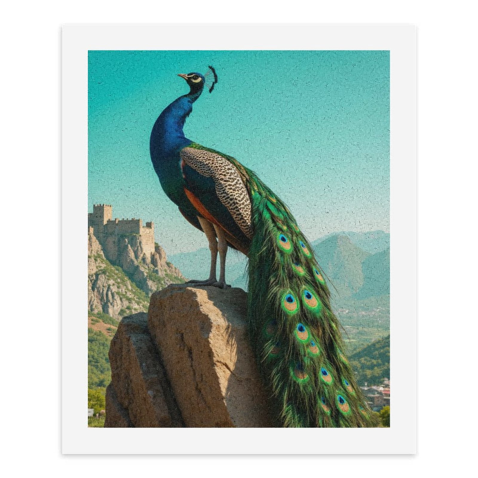 Paint By Numbers Kit for Adults Beginner - DIY Peacock Castle Rock Scenic View Canvas Painting Kits for Adults, Frameless Paint By Number for Adults for Home Wall Decor 16x20 Inch