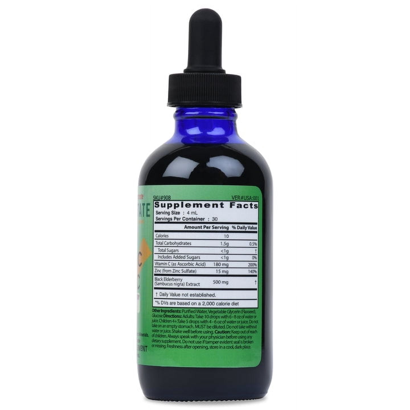 Good State Liquid Ionic Zinc, Elderberry + Vitamin C Ultra Concentrate, 30 Servings, 4 Fl Oz, Supports Immune Health and Antioxidant Defense