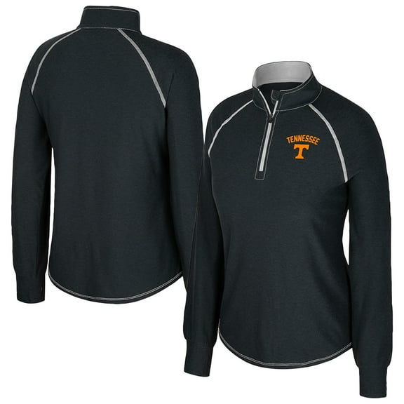 Women's Colosseum Black Tennessee Volunteers Bikram Raglan Quarter-Zip Top