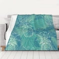 thumbnail image 5 of YFYANG Lightweight Warm Flannel Blanket, Green Leaf Pineapple Texture Throw Blanket for Bed, Sofa, Travel, Camping, 60"x50", 5 of 7