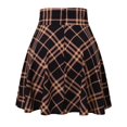 thumbnail image 4 of Dpytoraw Women Fashion Retro Punk Plaid Print Skirt Strap Zipper Short Skirt Stretchy Denim Skirt with Pockets Brown, 4 of 5
