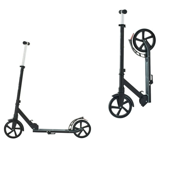 KFFKFF Kick Scooter for Kids 8 , Teens, and Adults, 2-Wheel Scooter with Adjustable Handlebar, Sturdy Non-Slip Deck, Foldable Lightweight Design for Boys and Girls up to 220 lbs, Black