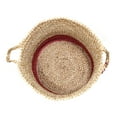thumbnail image 3 of Laddha Home Designs 19" Tan and Red Hand Woven Tasseled Storage Basket with Handles, 3 of 6