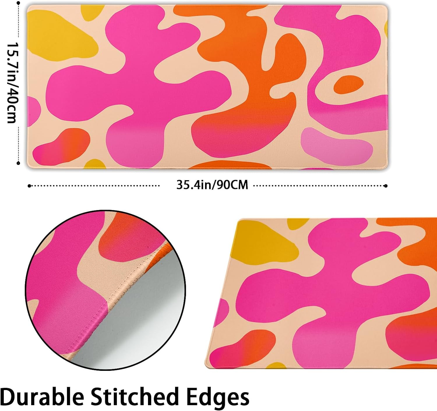 Pink Large Mouse Pad 35.4 x 15.8 Inch Modern Abstract Extended Gaming Mousepad Desk Mat for Desktop Desk Accessories for Women Non-Slip Desk Pad Keyboard Pad for Home Office Work Game Decor