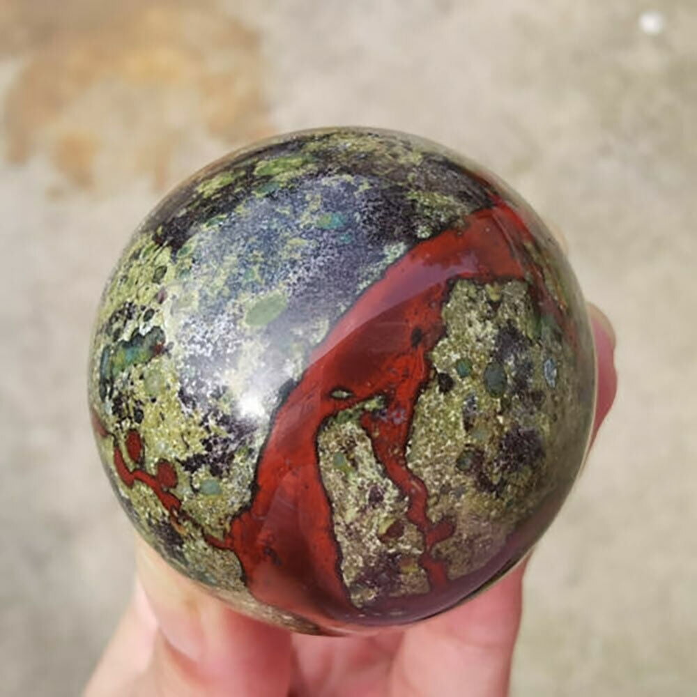 1PCS Natural dragon blood stone ball quartz crystal sphere 45mm+ decor healing