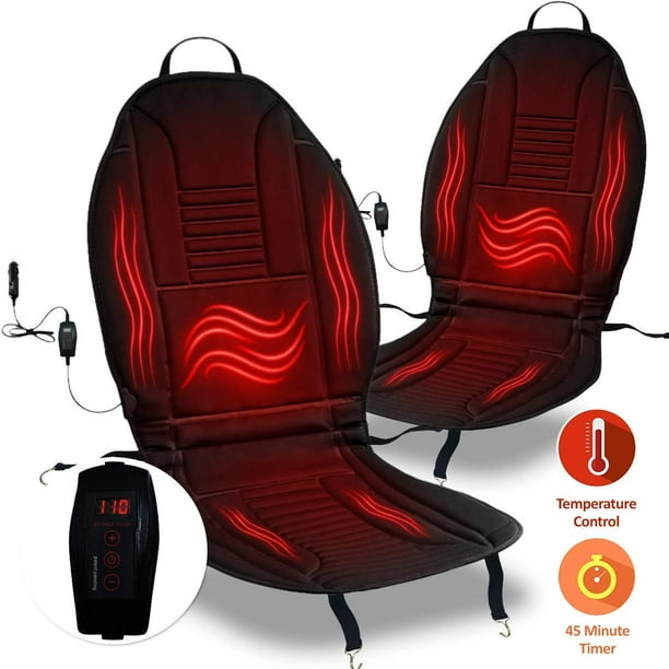 Zone Tech Heated Car Seat Cushion 2 Pack Black 12V Heating