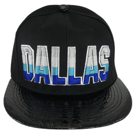Dallas City Name Textured Brim Adjustable Snapback Baseball Cap (Black)