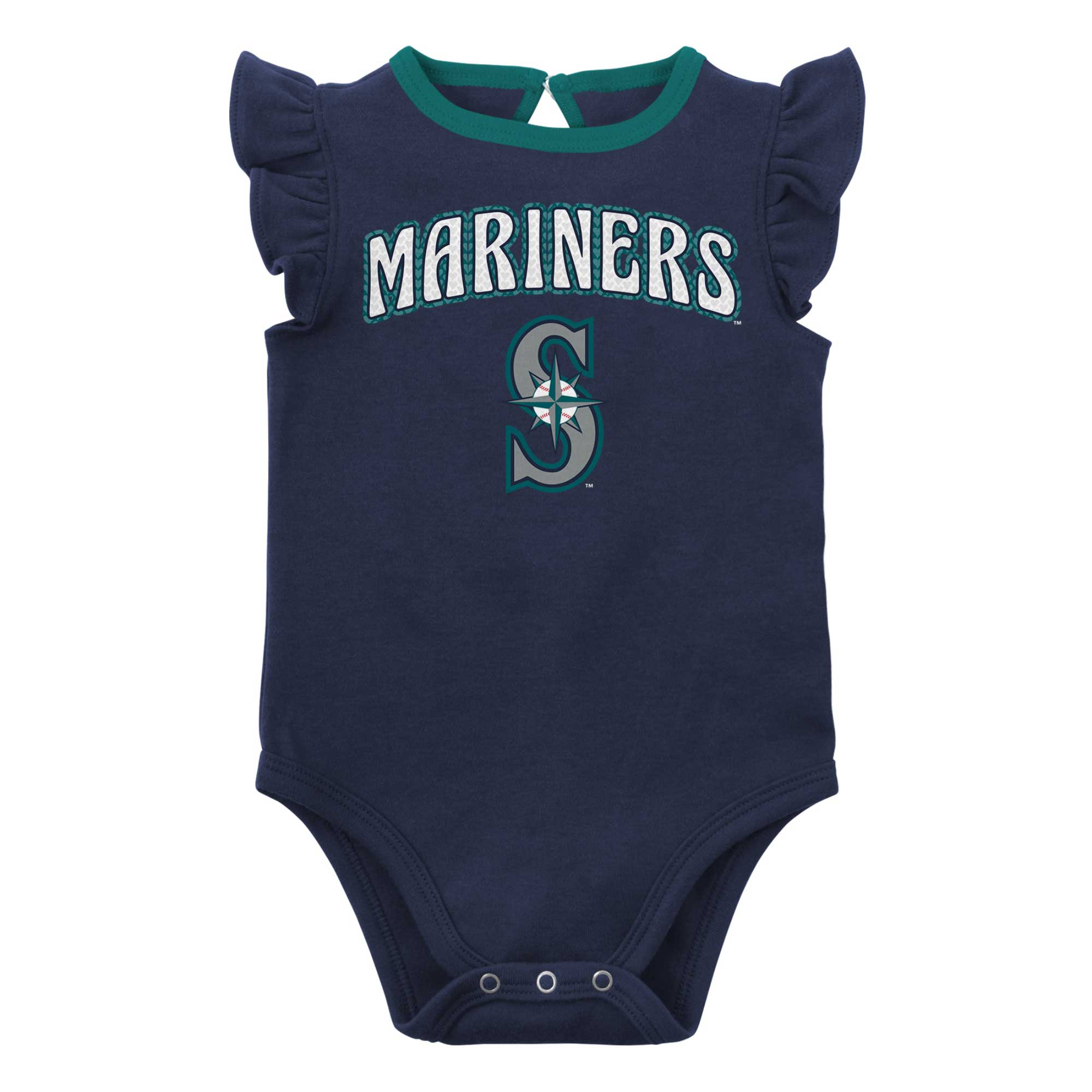 Girls Newborn & Infant Navy/Heather Gray Seattle Mariners Little Fan Two-Pack Bodysuit Set