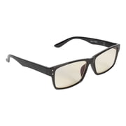 Inner Vision Eye Strain Relief Computer Screen Glasses w/Case - Anti Blue Light, Anti Glare, Scratch Resistant, Spring Hinges - Unisex, (Non-Prescription), Black