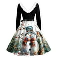 thumbnail image 5 of Christmas Dresses for Women Christmas Print Flare Dress For Women Long Sleeve Dress Hollow Party Casual Dresses with V Neck for Holiday Party,Multicolor,3XL, 5 of 5