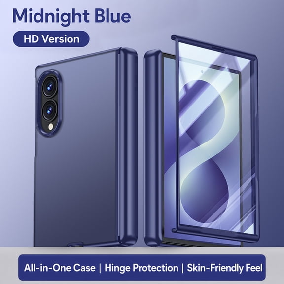 for Samsung Galaxy Z Fold8 Case with Hinge Protection and Screen Protector, Luxury Ultra-Slim Matte Hard PC Skin-Friendly Protective Phone Cover Case, Blue