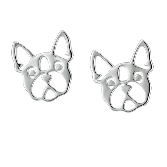 French Bulldog Dog Earrings for Women Frenchie Love Puppy Silver Tone Stainless Steel Stud Ginger Lyne