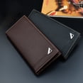 thumbnail image 3 of Qarigey Cartera larga de PU para hombres y niños, monedero triple, estuche para tarjetas de crédito de Color sólido, monedero, soporte de cambio Carteras café Qarigey BB7200-02, 3 of 6