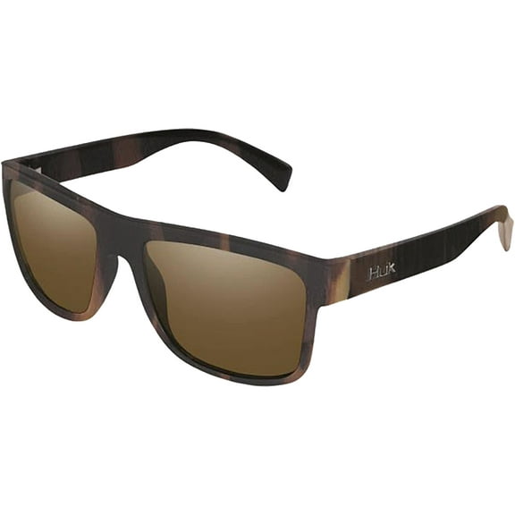 Huk Men's Clinch Polarized Sunglasses Tort Frame Brown Lens