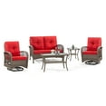 thumbnail image 3 of Meetleisure 5 Piece Sofa Seating Group with Cushions,Including 2 Swiwel Chairs, 2 Tables,1 Sofa, Red, 3 of 8