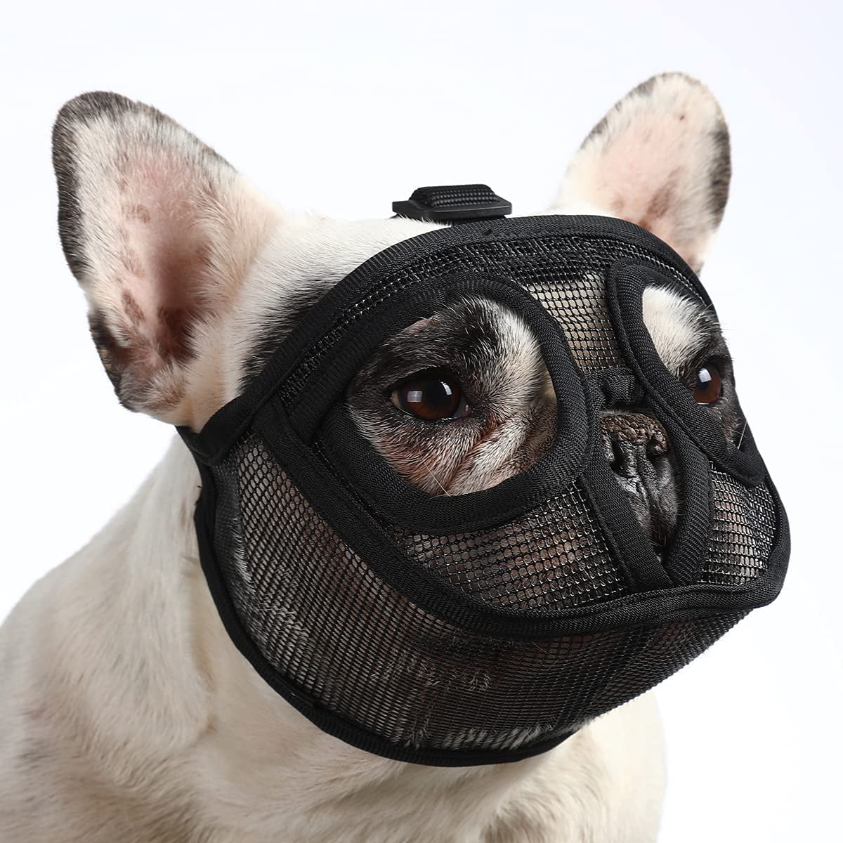 Short Snout Dog Muzzle, Breathable Mesh Flat Faced Muzzle for French