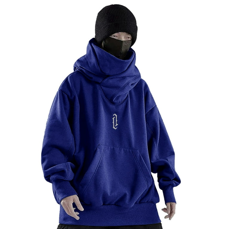 Mens Hoodies Double Pocket Long Sleeve Hoodie Sweatshirt Casual