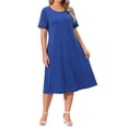 thumbnail image 2 of WellSize Plus Size Dresses for Women Summer Crew Neck Short Sleeve Sundresses Casual Beach Midi Dresses with pockets, 2 of 7