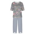 thumbnail image 4 of Teissuly Women's Casual Round Neck 5/4 Sleeve Top And Pants Digital Printing Two-piece Set, 4 of 5