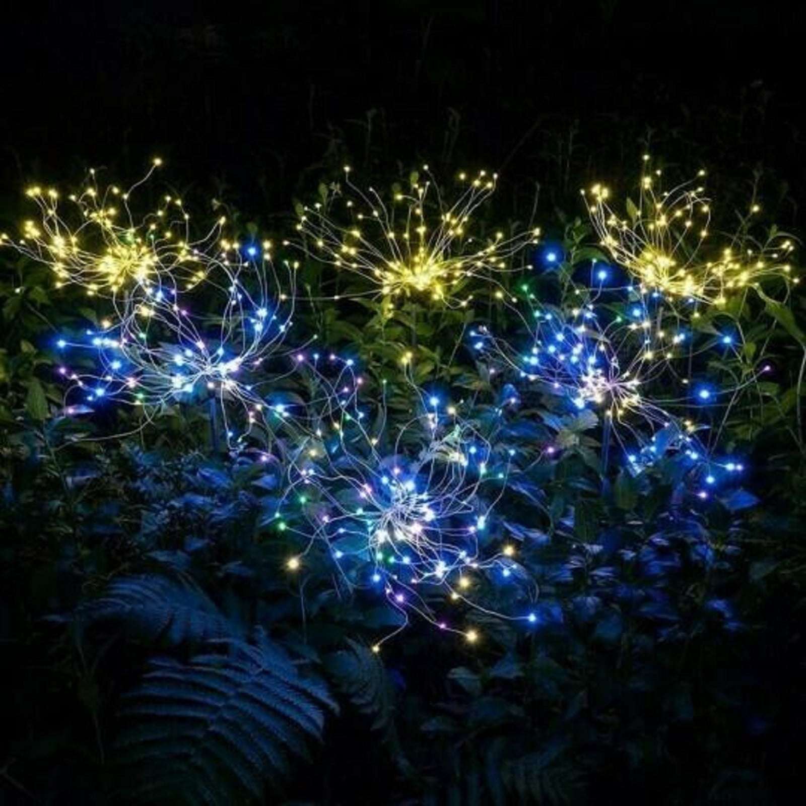 Lingouzi Outdoor Solar Garden Lights, Pack Copper Wire Waterproof Solar Garden Fireworks Lamp, 8 Modes Decorative Sparkles Stake Landscape Light For Garden Pathway Lawn Decor
