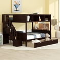 thumbnail image 4 of Harper & Bright Designs Twin over Full Bunk Beds with Staircase and Drawers, Wooden Bunk Bed Frame with Storage Shelf for Bedroom, Espresso, 4 of 14