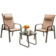 thumbnail image 3 of Costway 3PCS Patio Bistro Furniture Set Adjustable Back Stackable Chairs Brown, 3 of 10