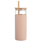 thumbnail image 1 of Taza de vidrio con funda de silicona, regalos del Día de San Valentín para ella, botella de agua de vidrio, funda protectora de silicona con pajita, tapa de Bambú, 1 of 6