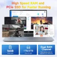 thumbnail image 3 of 17.3" FHD High-performance laptop, Windows 11, Conference camera, Type-C 65W PD fast charger, Intel i3-1215U 16GB 1TB SSD, Lightweight Business Computer, fingerprint, Backlit keyboard, 3 of 9