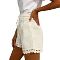 thumbnail image 4 of Miluxas Women's High Waisted Lace Trim Shorts Solid Casual Summer Comfy Short Pants for Beach & Vacation Beige, 4 of 7