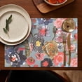 thumbnail image 4 of Pioneer Flower Floral Print Pattern Summer Placemats Table Placemats Set Of 6-Linen Kitchen Washable Placemats Table Mats 12x18 Inch Non-Slip Heat Resistant, 4 of 5