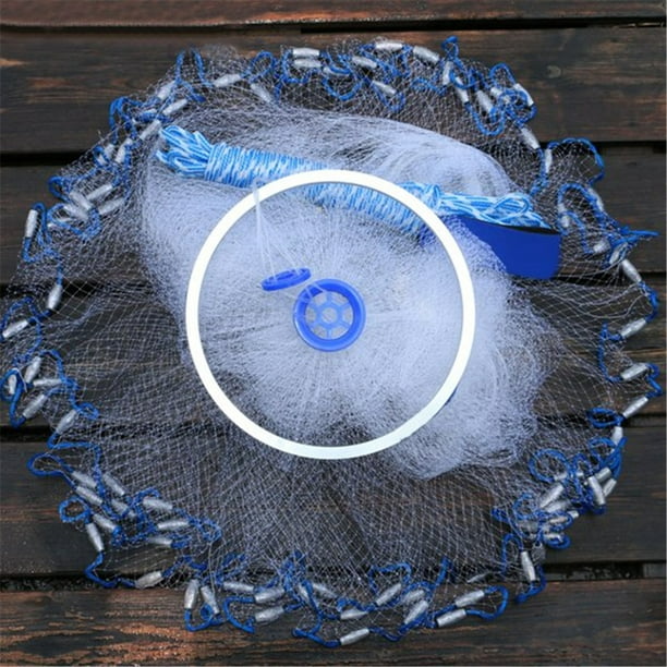 10ft Hand Cast Fishing Net Spin Network Bait Small Mesh Equipment with  Sinker 