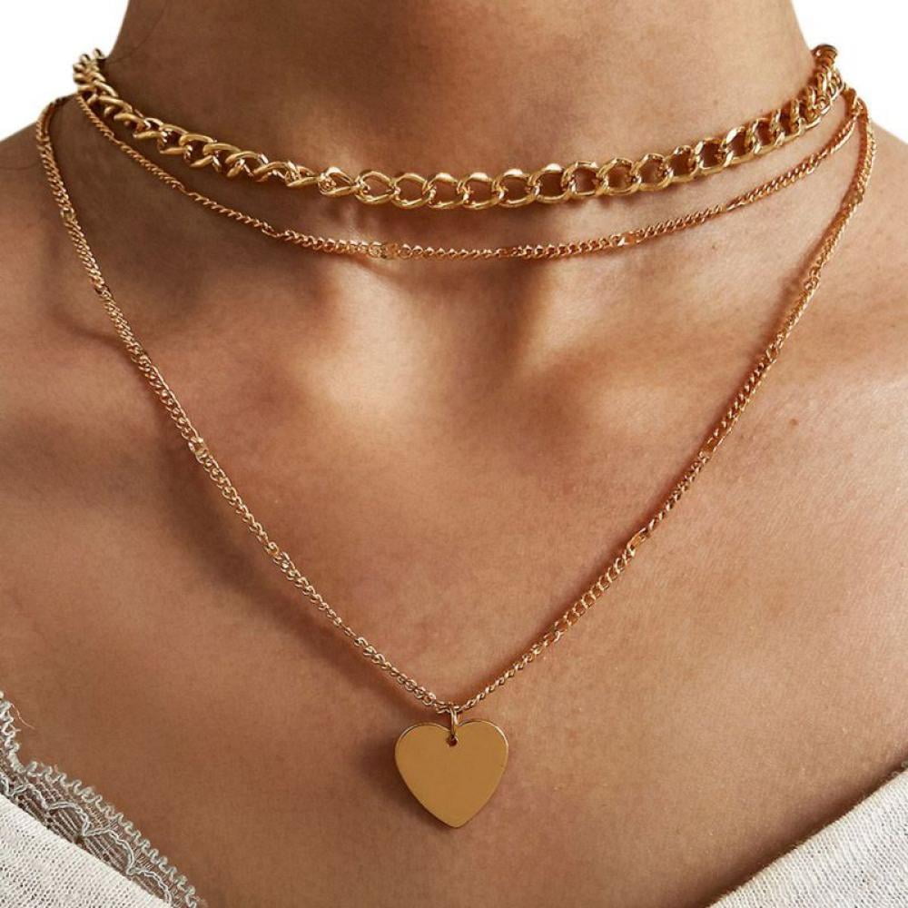 choice of all 3 Layered Necklaces for Women Dainty 14K Gold Plated Layering Choker Necklace Handmade Layered Moon Coin Disc Necklace Jewelry for Women Girls