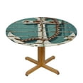 thumbnail image 3 of Awypu  Round Fitted Tablecloth Beach Wooden Nautical Anchor Table Cloth with Elastic Edged Waterproof Wipeable Round Table Cover for Patio Parties Outdoor Decor White, 3 of 7