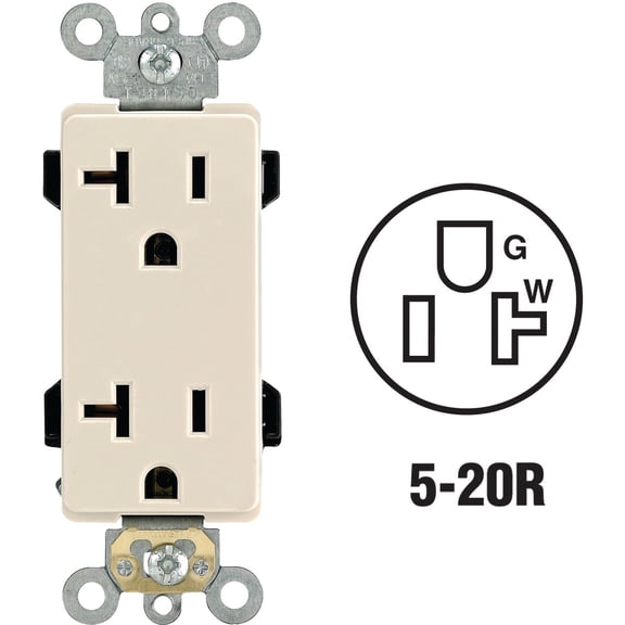 Leviton 16352-GY Decora Duplex Receptacle Commercial Grade 5-20R 20A 125V BandS Wired - Gray