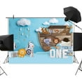 thumbnail image 3 of Noahs Ark Baby Shower Backdrop Photography Cartoon Cute Wild Safari Animals Woodland Zoo Birthday Background for Kids Newborn Children Party Decorations Banner Photo Booth Props Supplies, 3 of 5