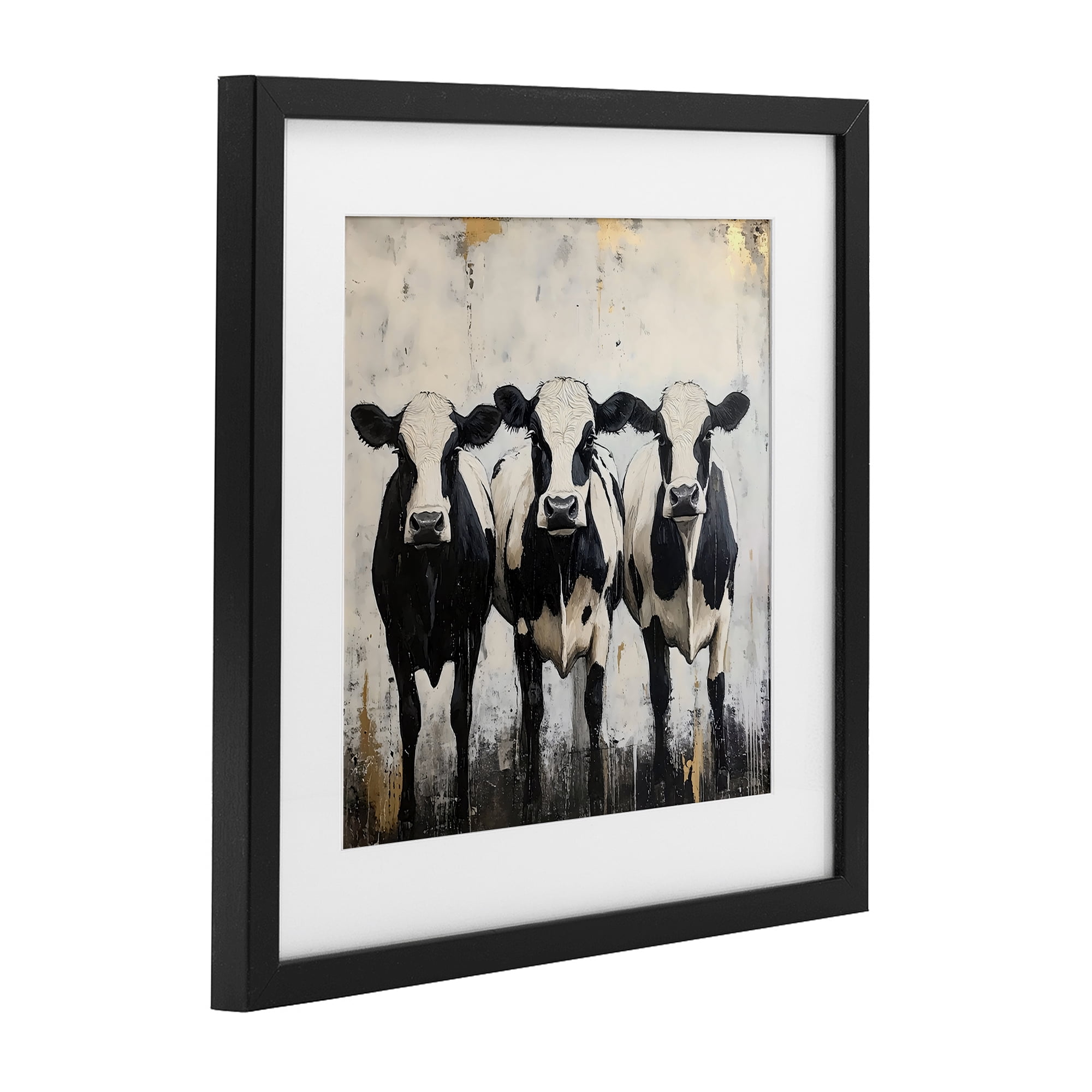 Stupell Industries Three Spotted Cows Black Framed Print Under Glass, design by Creative Studio