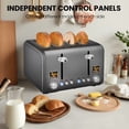 thumbnail image 5 of SEEDEEM 4 Slice Stainless Toaster with LCD Display, 7 Shade Settings, Wide Slots, Bagel/Defrost/Reheat Functions, Removable Crumb Tray, 1800W, 5 of 7